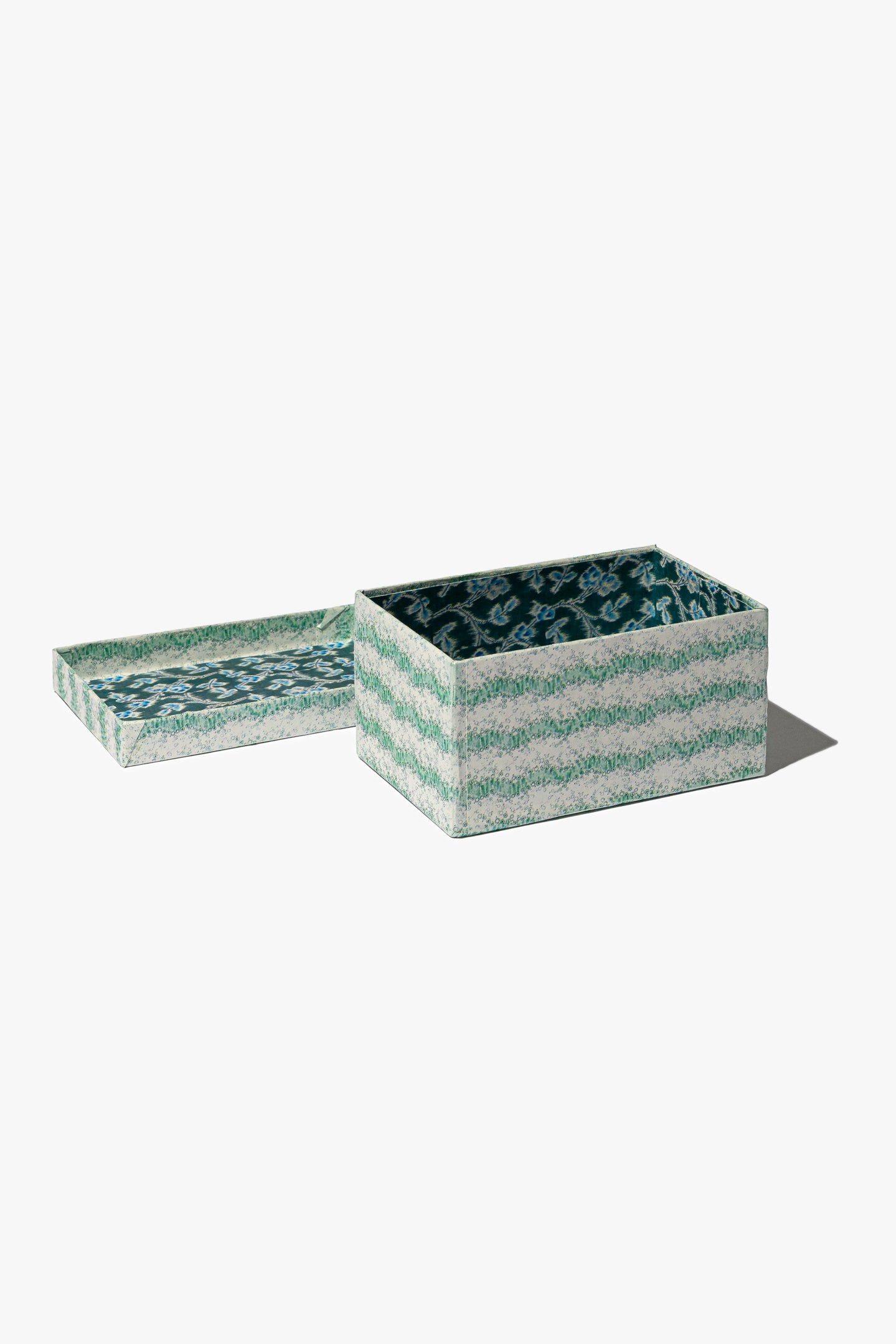 Green Stripe and Ikat Pattern Card Box