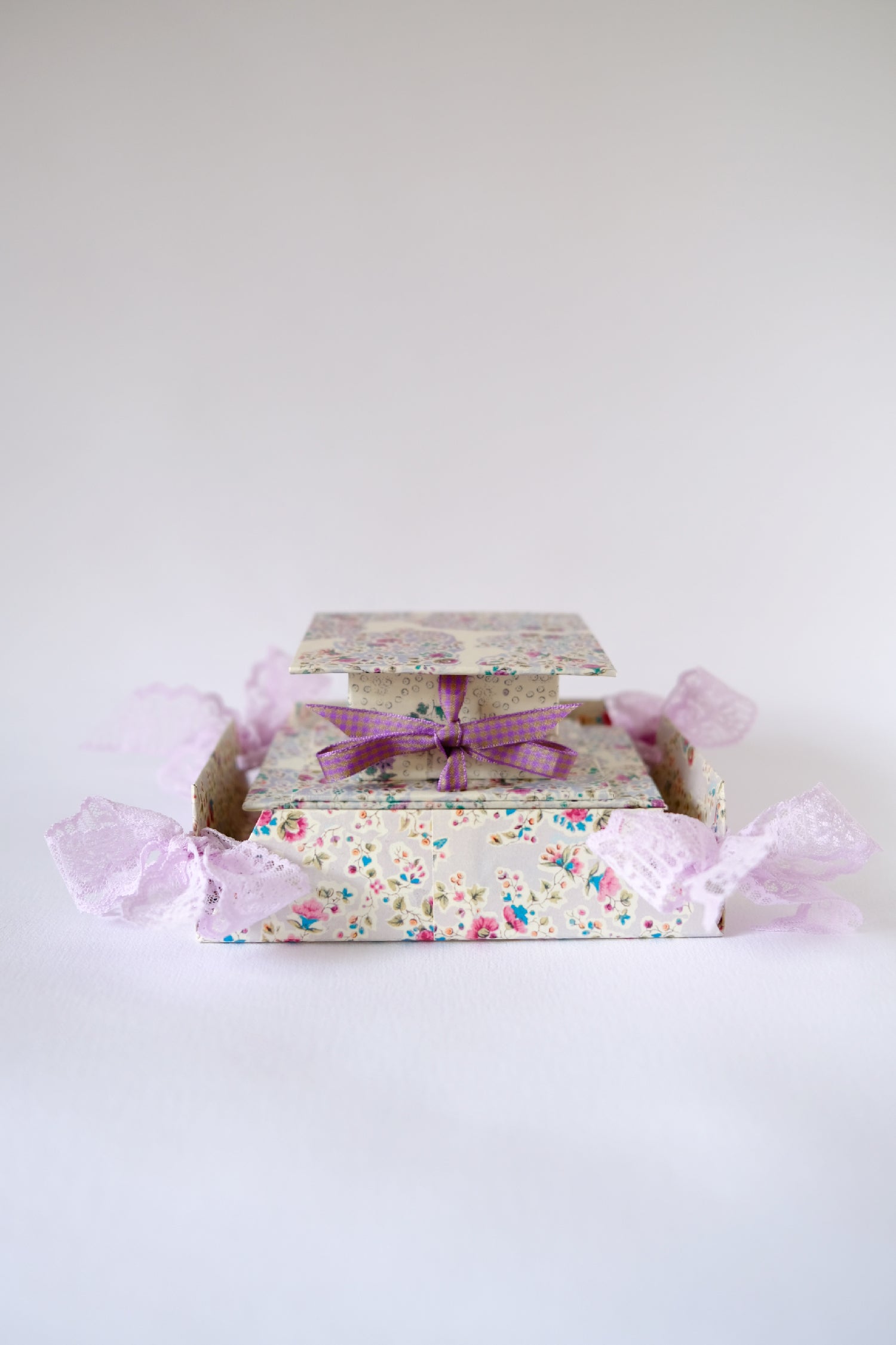 Lavender Calico Set with Black Satin Ribbons