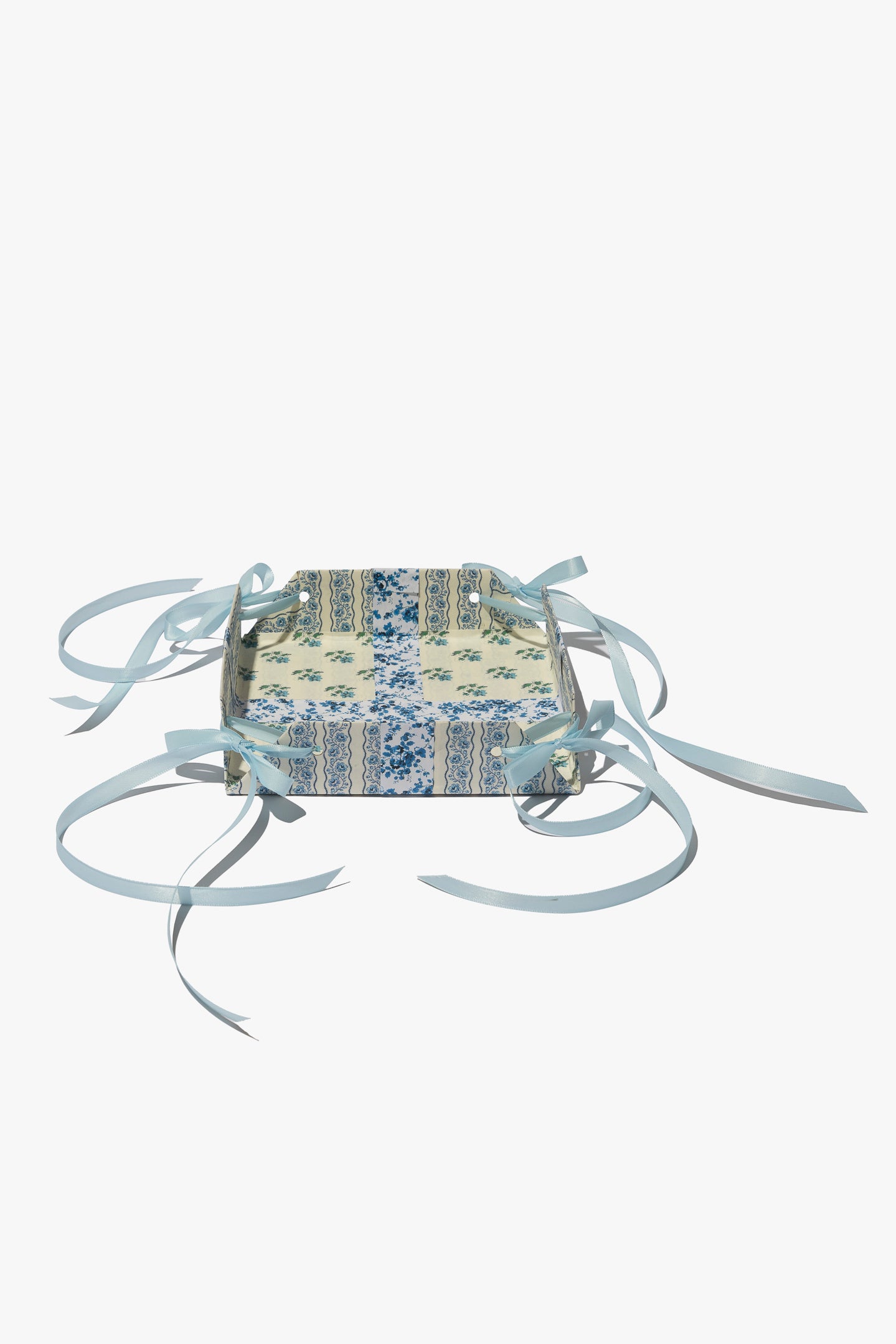 French Provincial Toile Tray with Powder Blue Satin Ribbons