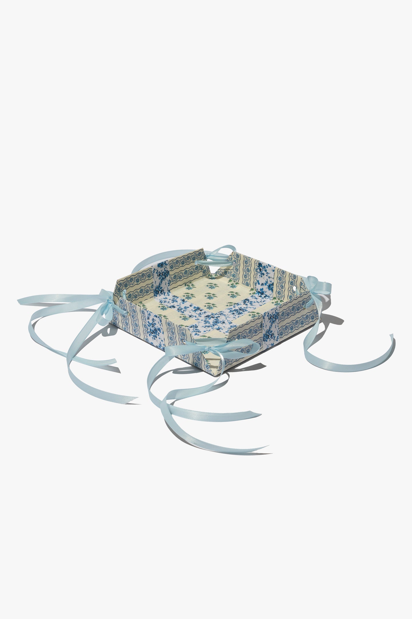 French Provincial Toile Tray with Powder Blue Satin Ribbons