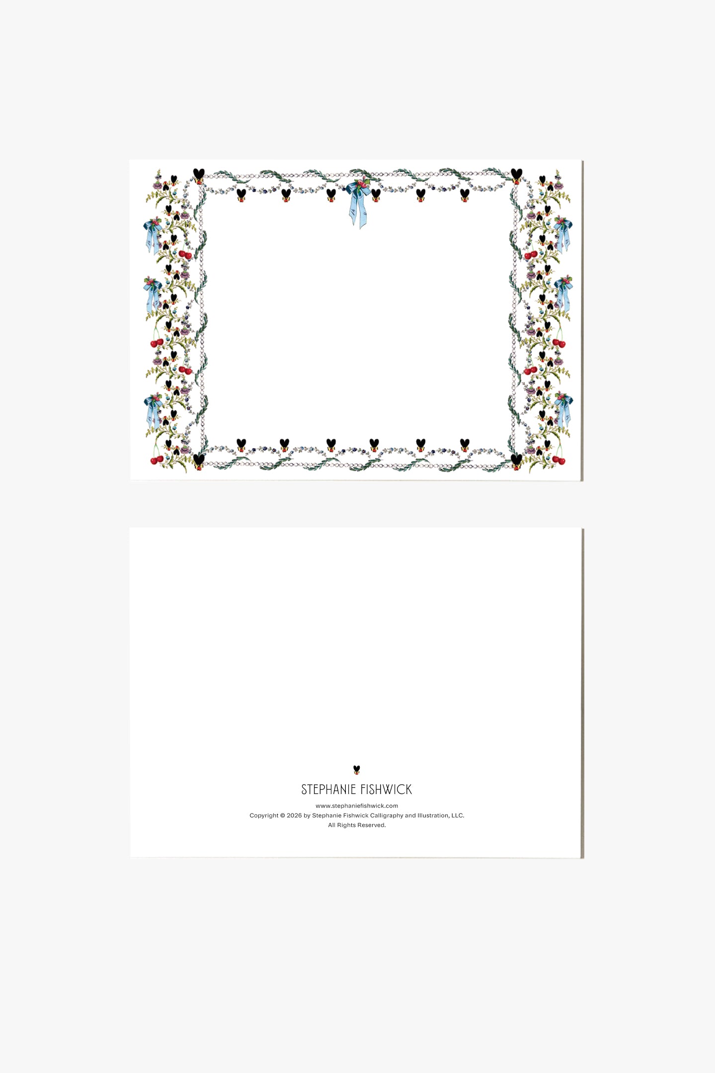 Cherries and Violet Stationery Set