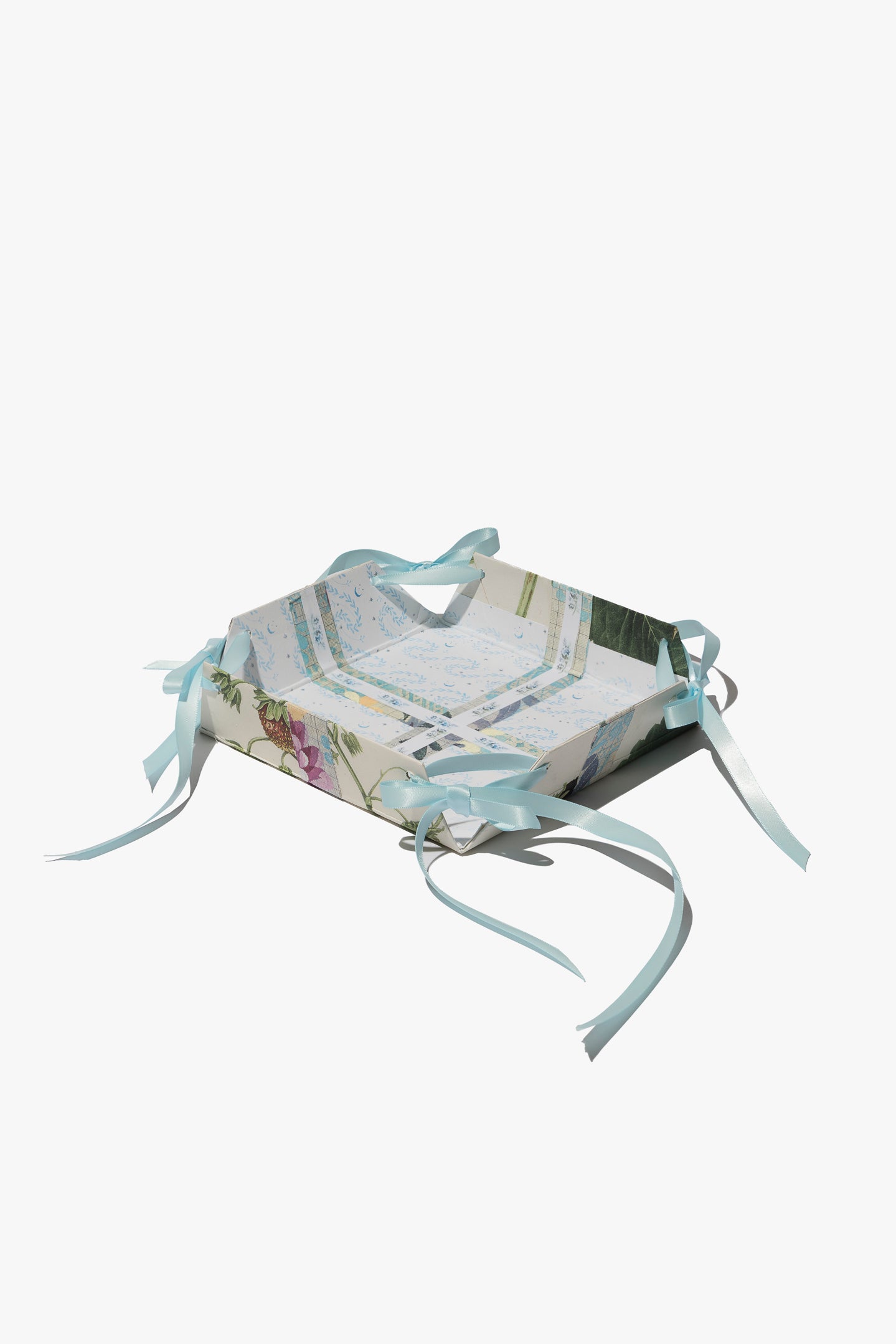 Botanical Patchwork with Powder Blue Satin Ribbons