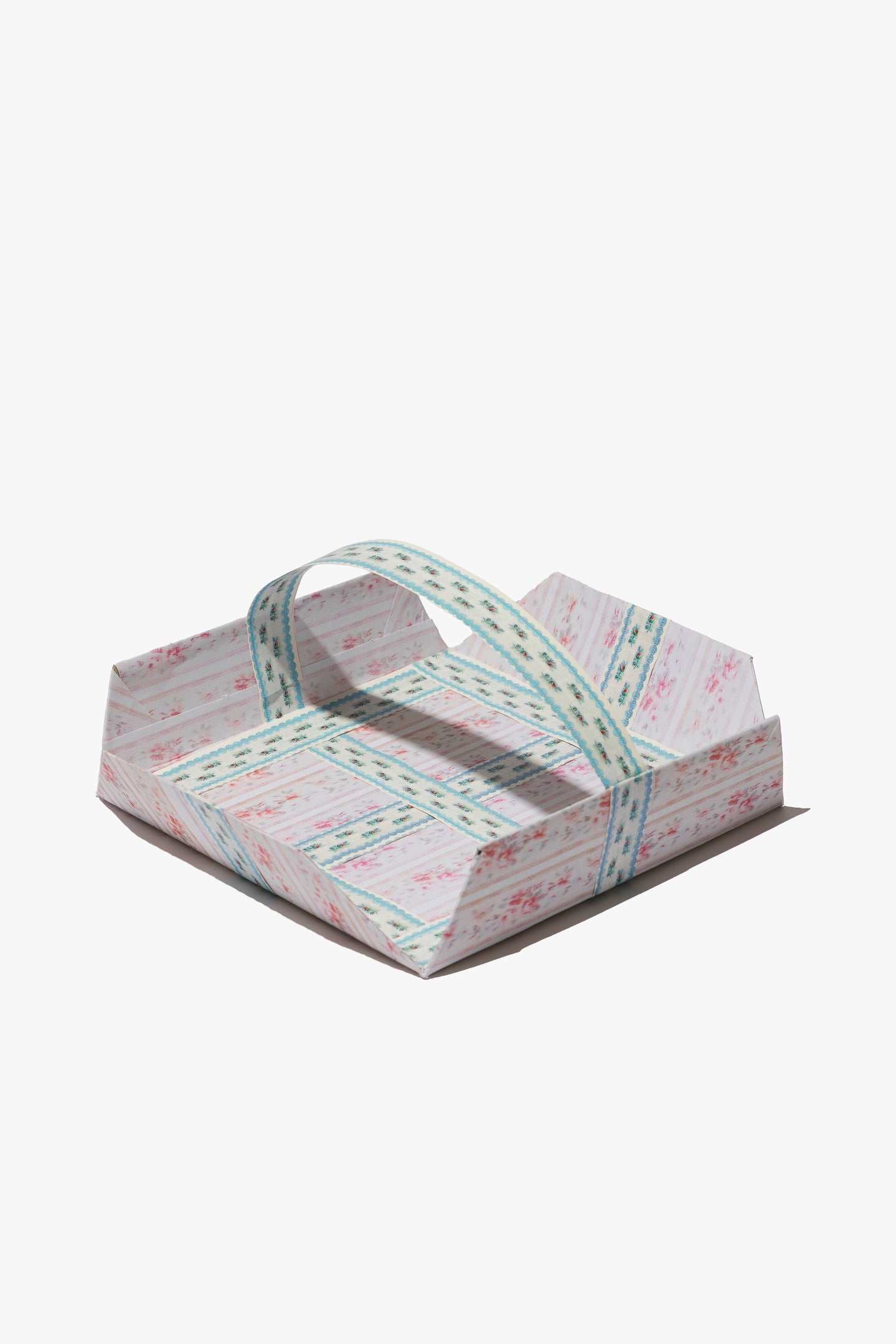Scattered Rosebuds with Aqua Jacquard Trim Decorative Tray