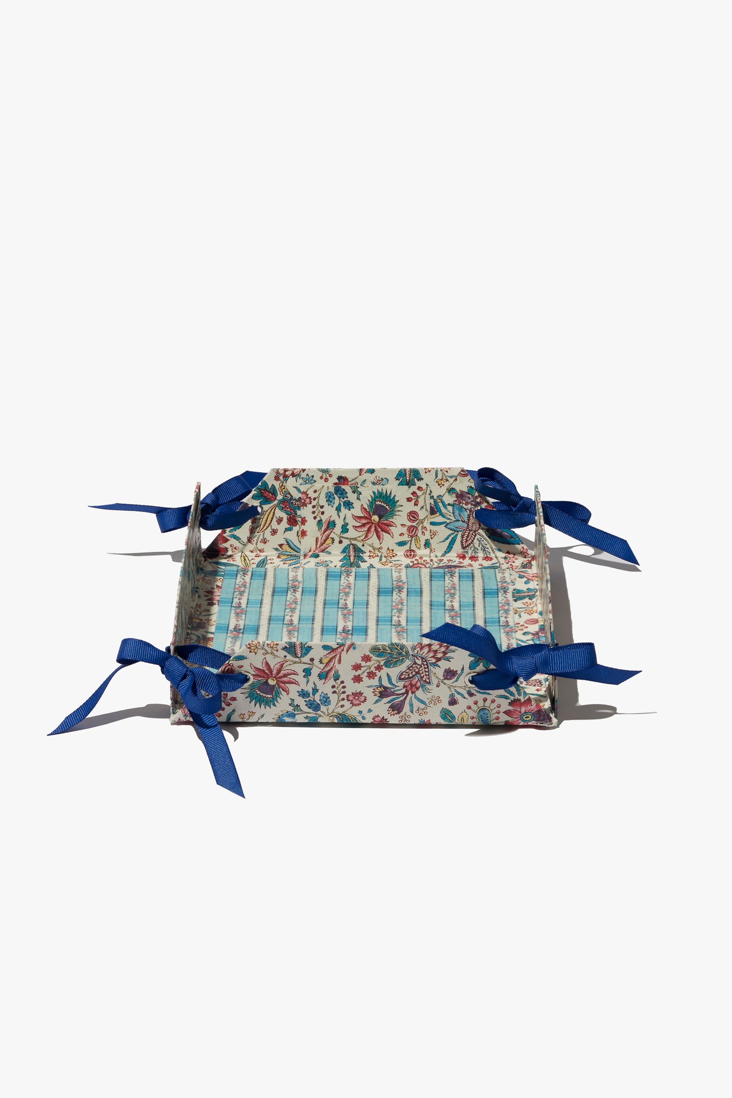 Dense Jacobean with Royal Blue Grosgrain Tray