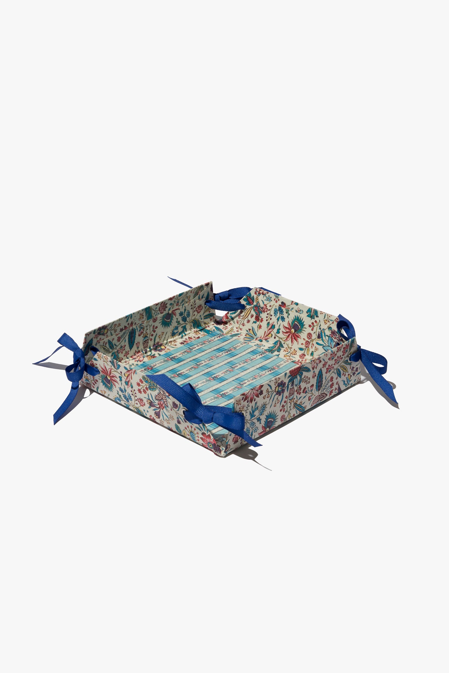 Dense Jacobean with Royal Blue Grosgrain Tray