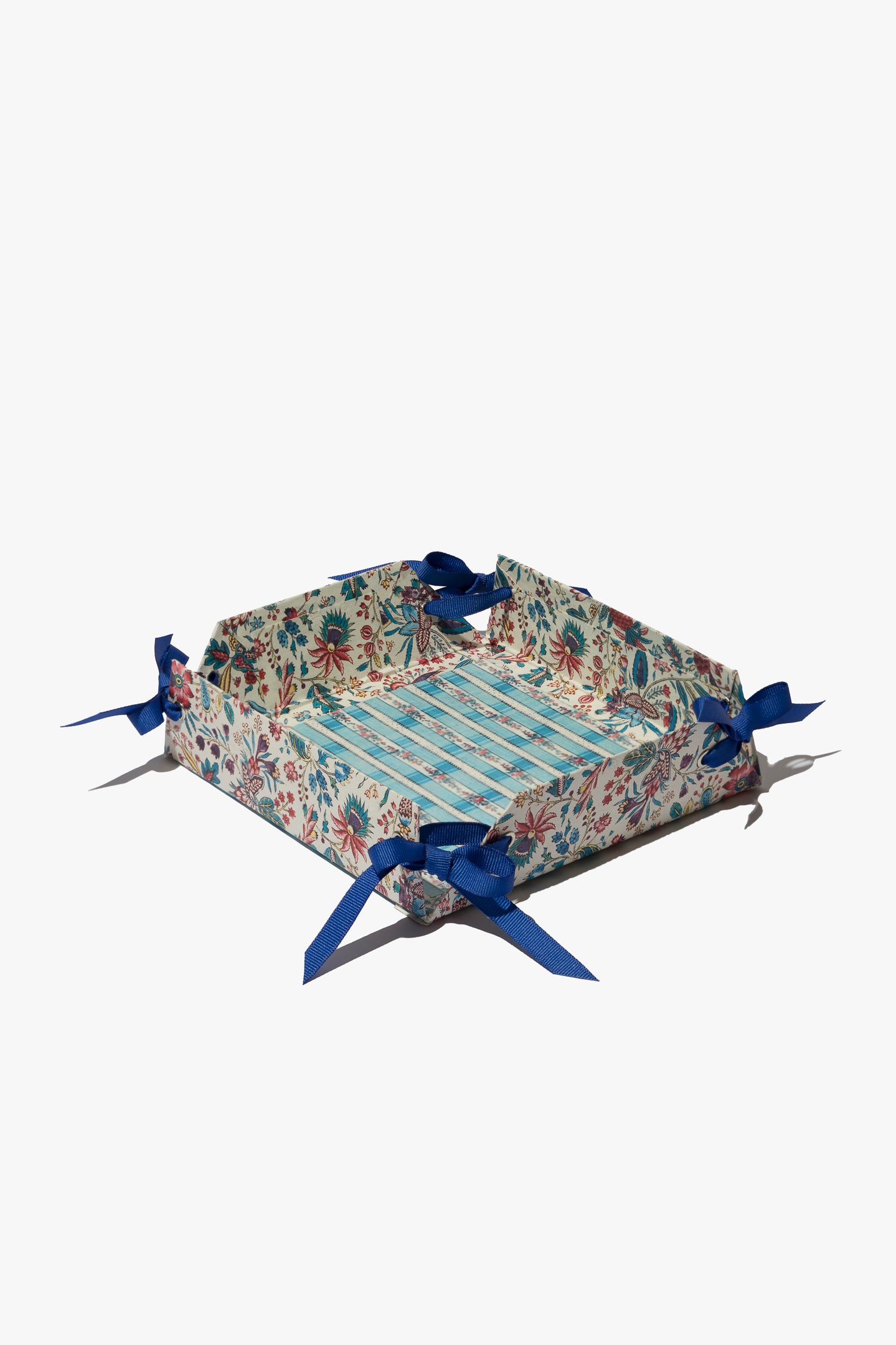 Dense Jacobean with Royal Blue Grosgrain Tray